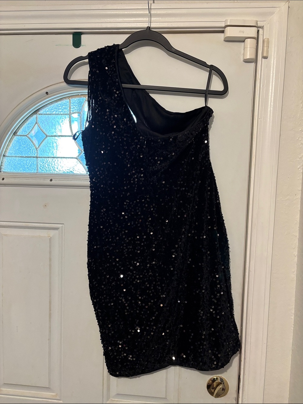 Anna Black One-Shoulder Sequin Cocktail Dress- P2P:19 NWOT